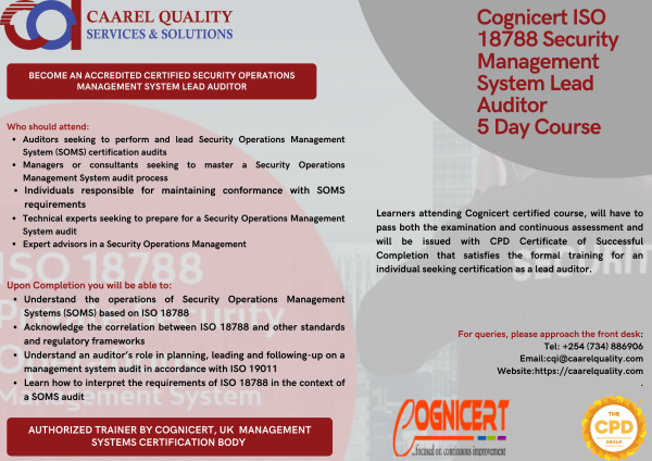 Cognicert ISO 18788:2015 Security Management Lead Auditor